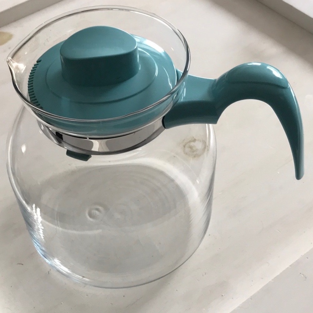 Coffee Carafe with Turquoise Handle and Lid